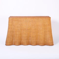 Midcentury Wicker Faux Skirt Console Table