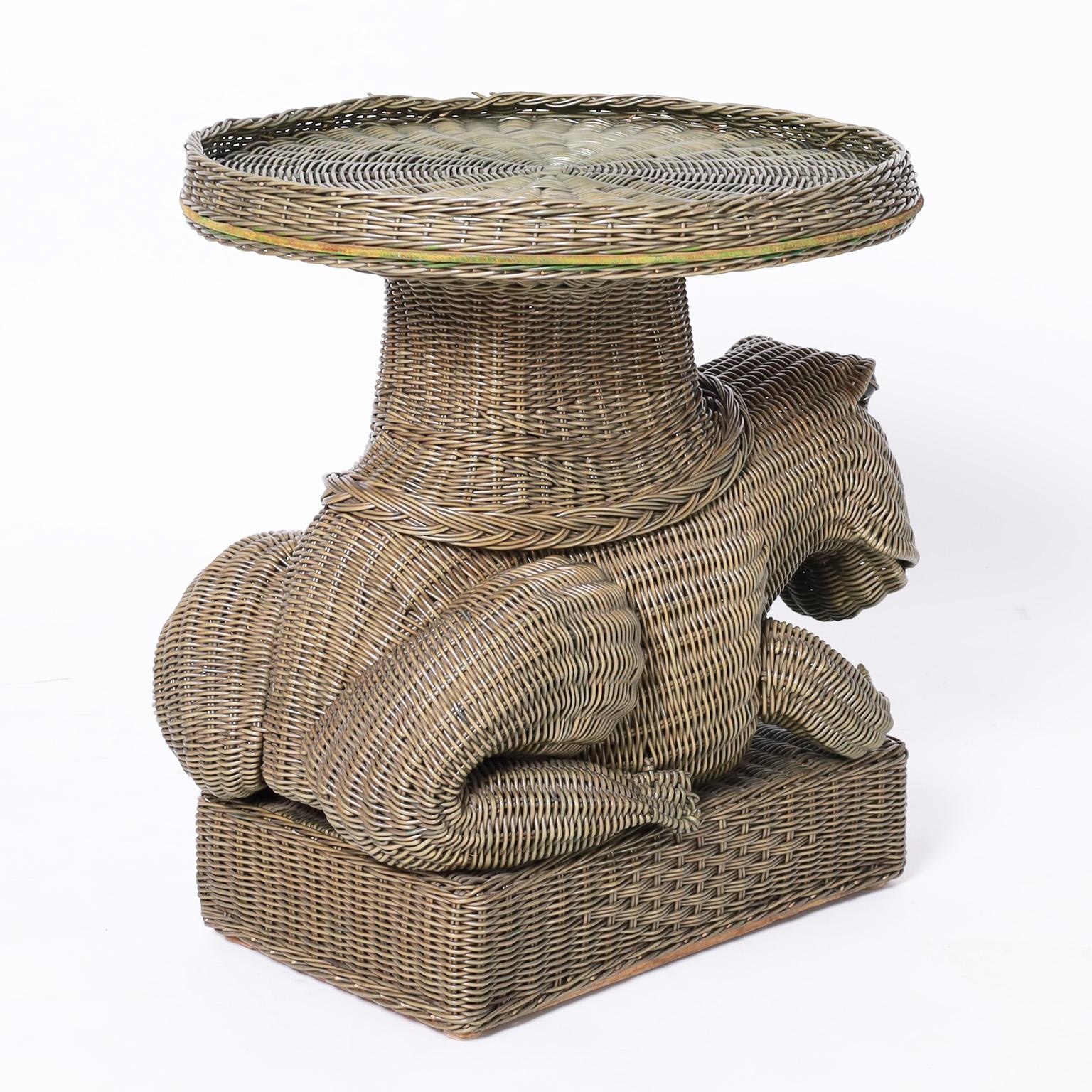 Mid-Century Modern Mid-Century Wicker Frog Stand For Sale