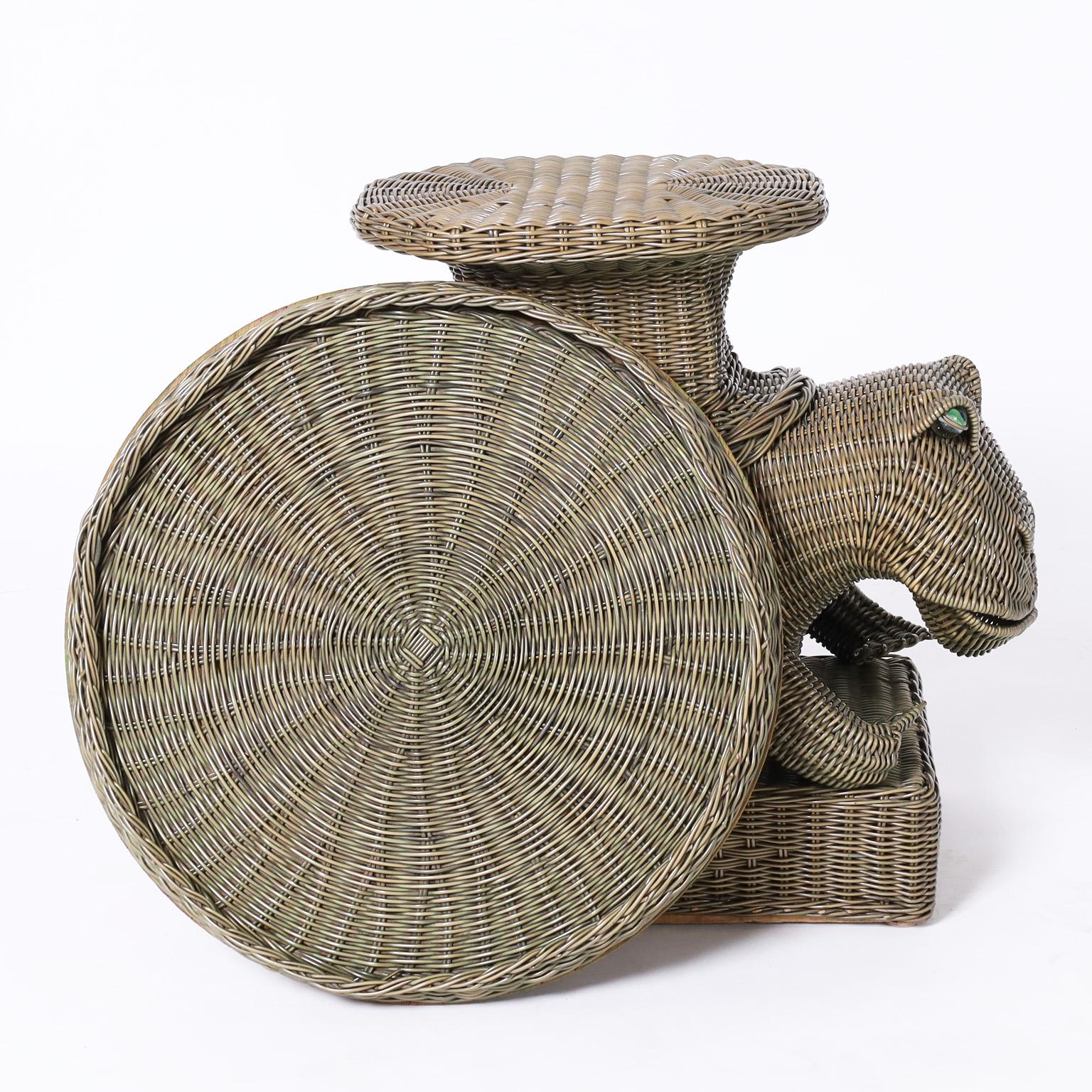 20th Century Mid-Century Wicker Frog Stand For Sale