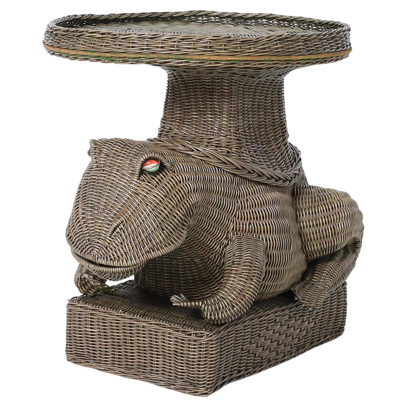 Mid-Century Wicker Frog Stand For Sale