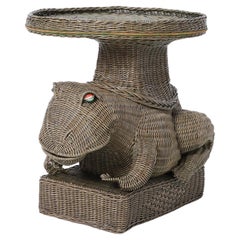 Vintage Mid-Century Wicker Frog Stand