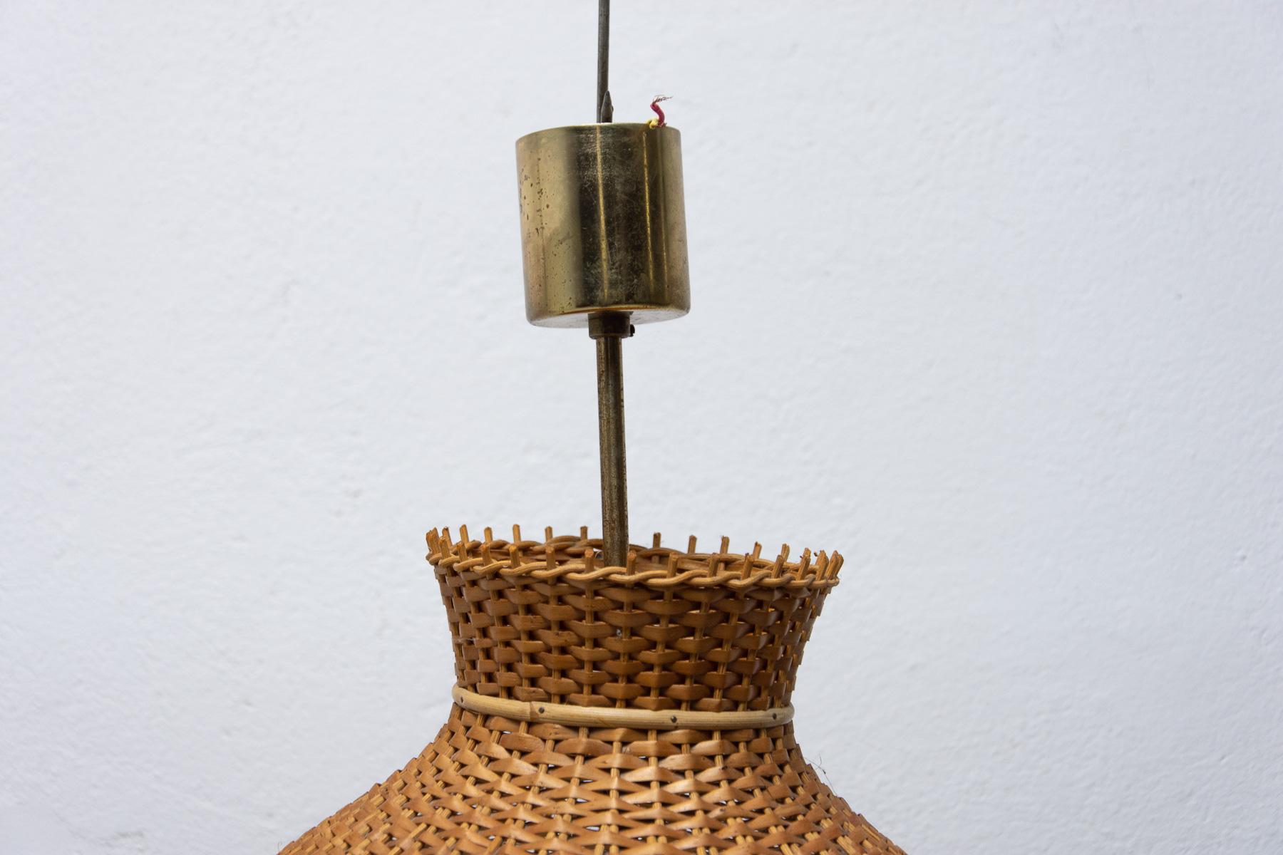 Mid Century Wicker Hanging Chandelier by ULUV, 1960´s For Sale 4
