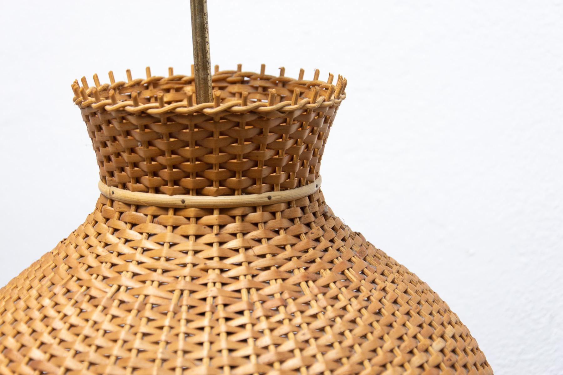 Mid Century Wicker Hanging Chandelier by ULUV, 1960´s For Sale 5