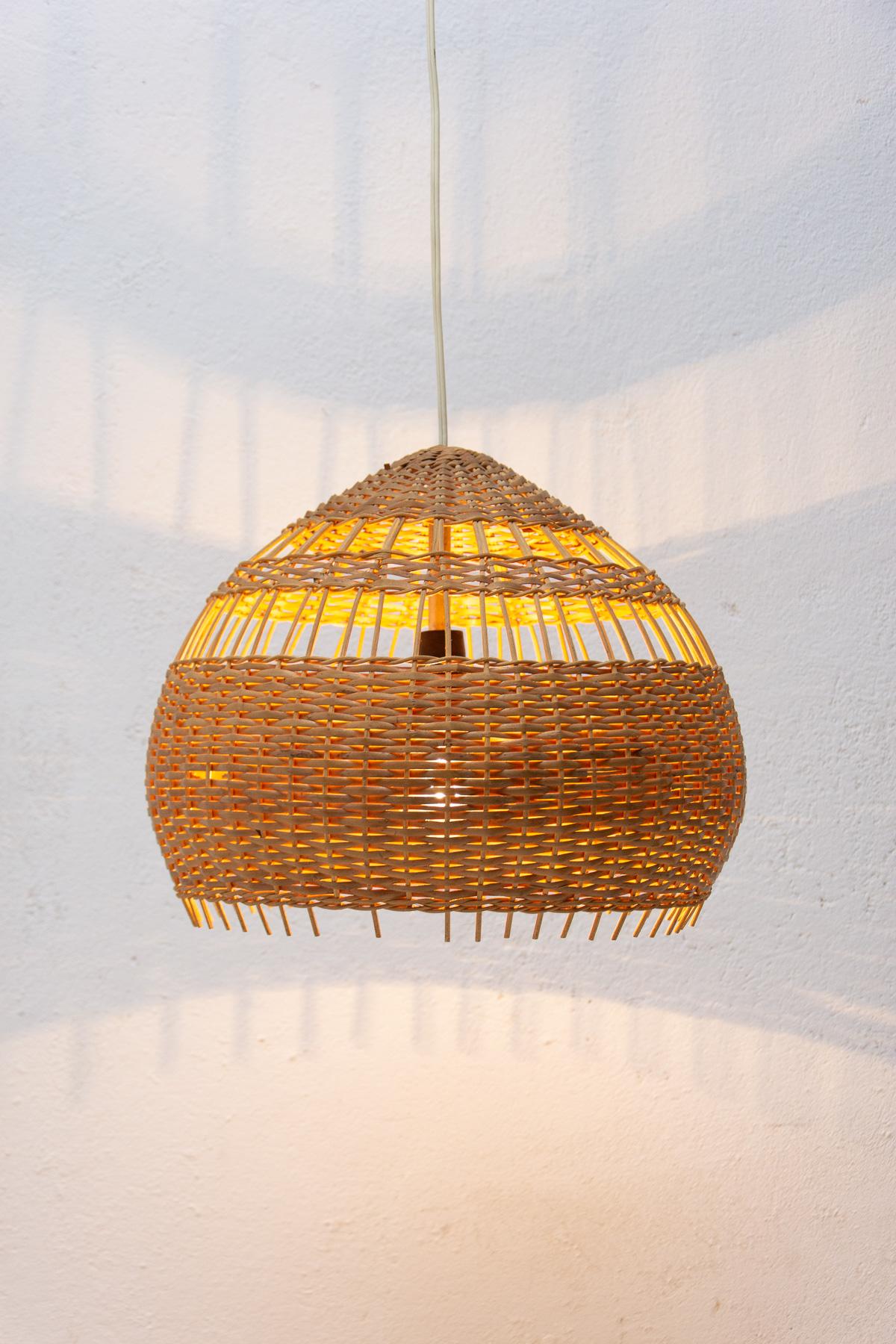Mid-Century Wicker Hanging Chandelier by ULUV, 1960's For Sale 8