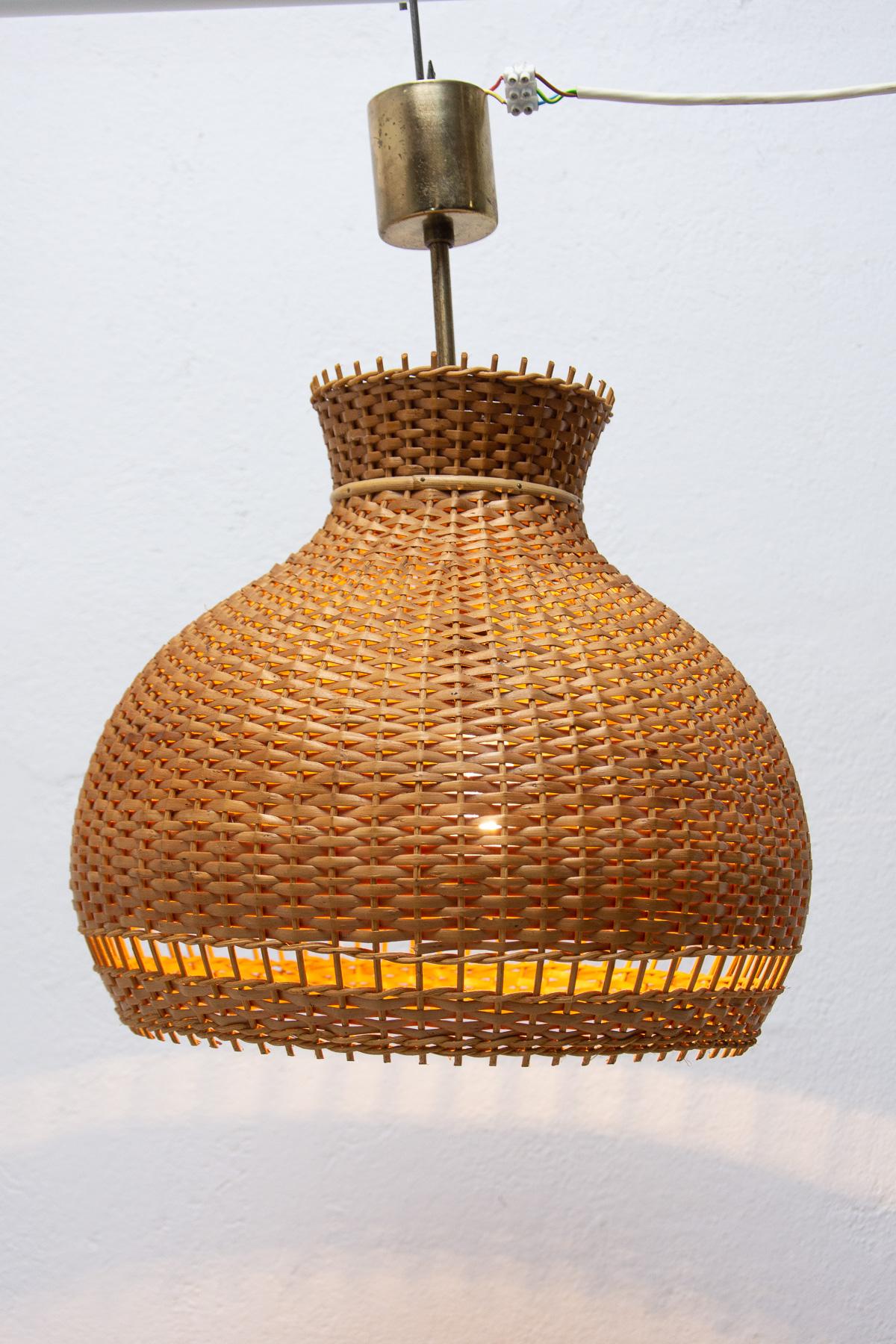Mid Century Wicker Hanging Chandelier by ULUV, 1960´s For Sale 7
