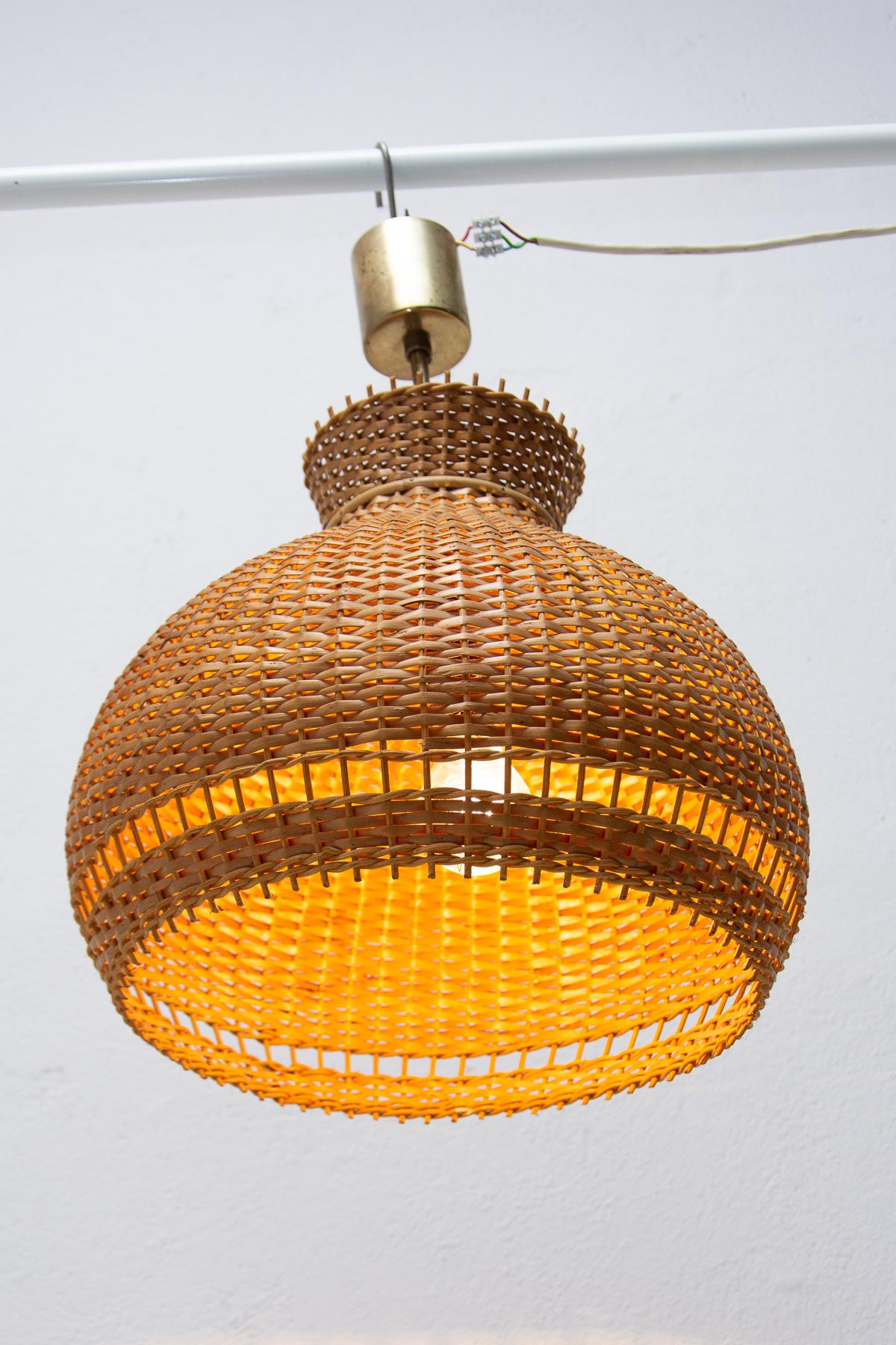Mid Century Wicker Hanging Chandelier by ULUV, 1960´s For Sale 8