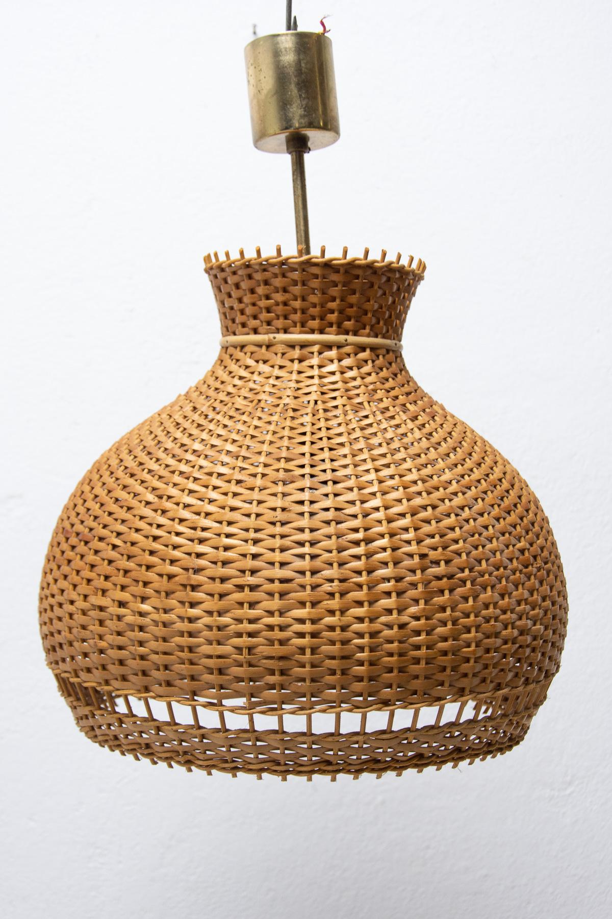 Mid-Century Modern Mid Century Wicker Hanging Chandelier by ULUV, 1960´s For Sale