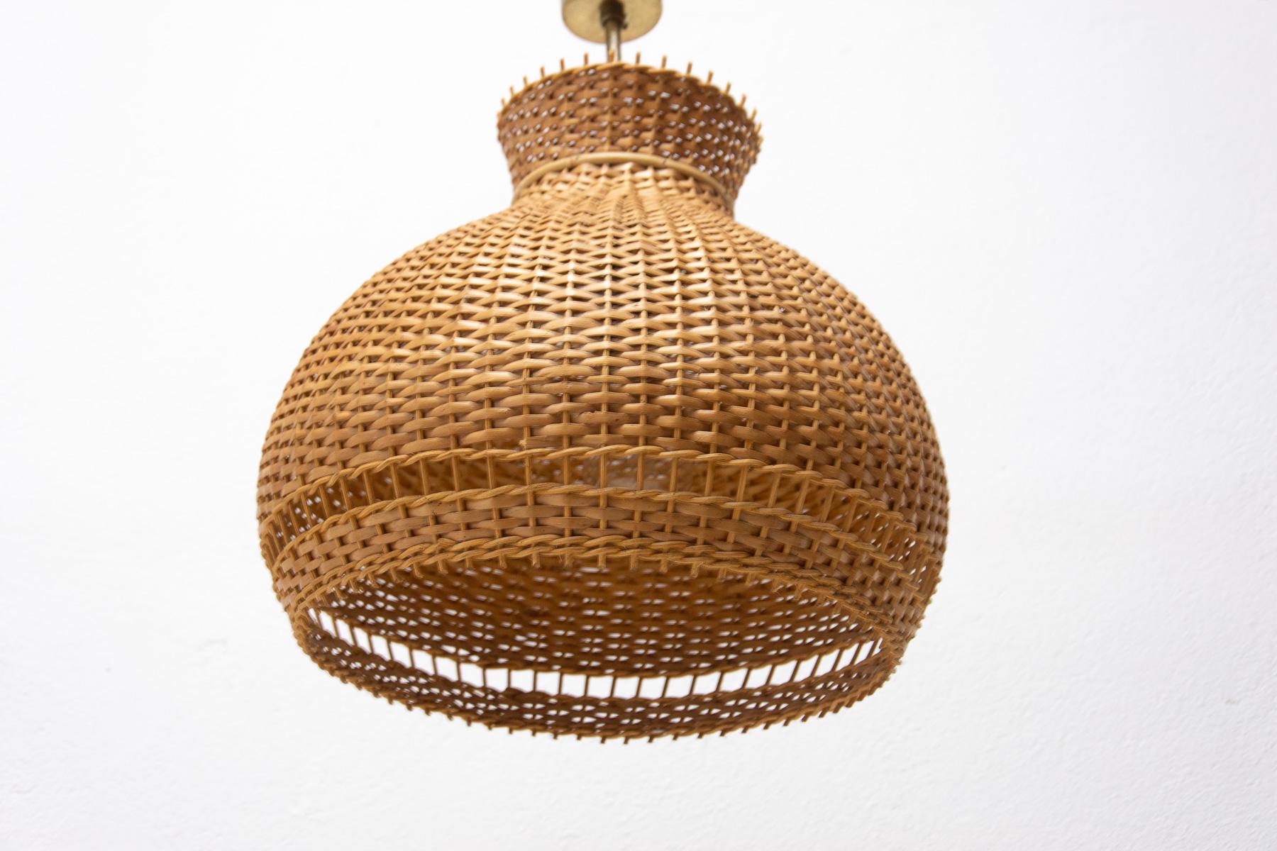 Mid Century Wicker Hanging Chandelier by ULUV, 1960´s For Sale 1