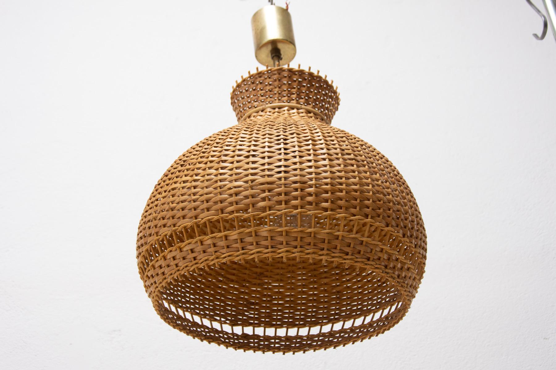 Mid Century Wicker Hanging Chandelier by ULUV, 1960´s For Sale 2