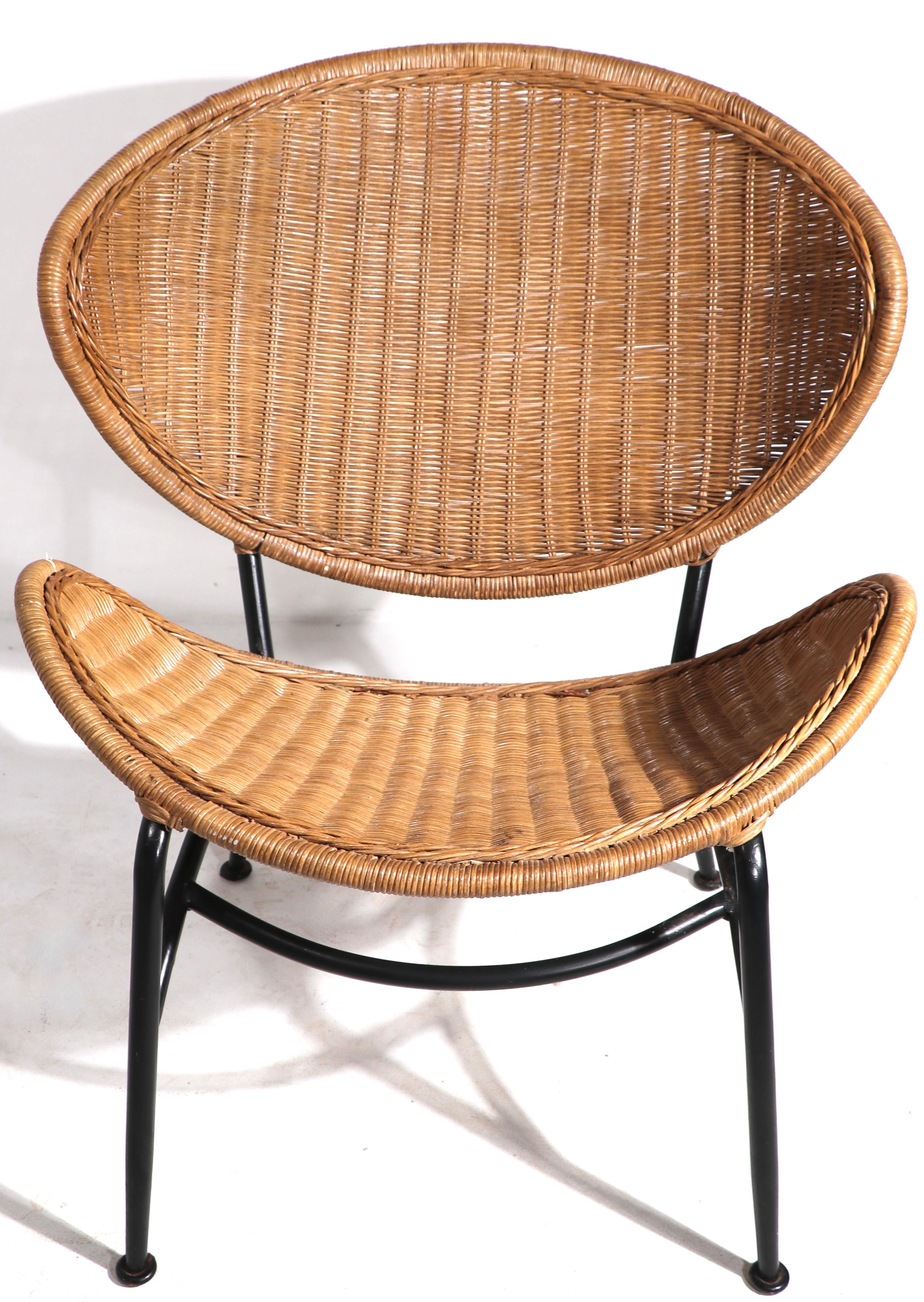 Mid Century Wicker Lounge Chair After Umanoff at 1stDibs mcm wicker