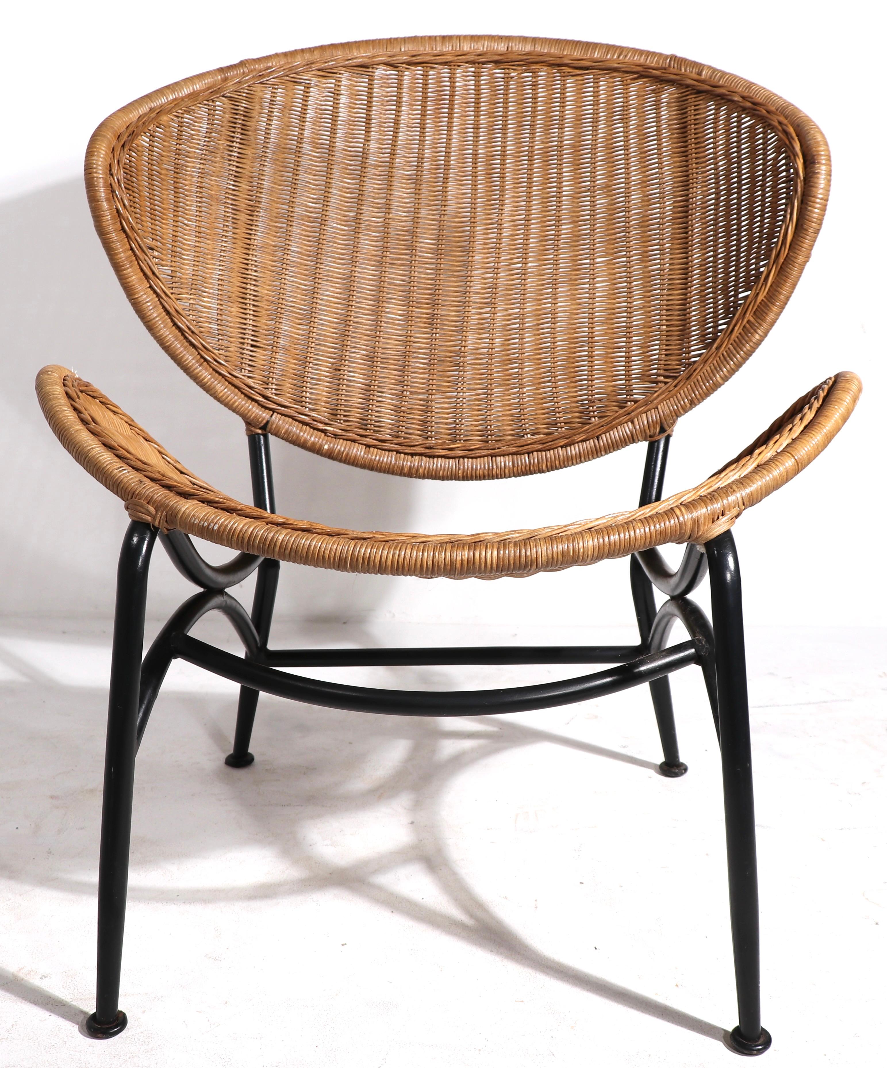 Mid Century Wicker Lounge Chair After Umanoff at 1stDibs mcm wicker