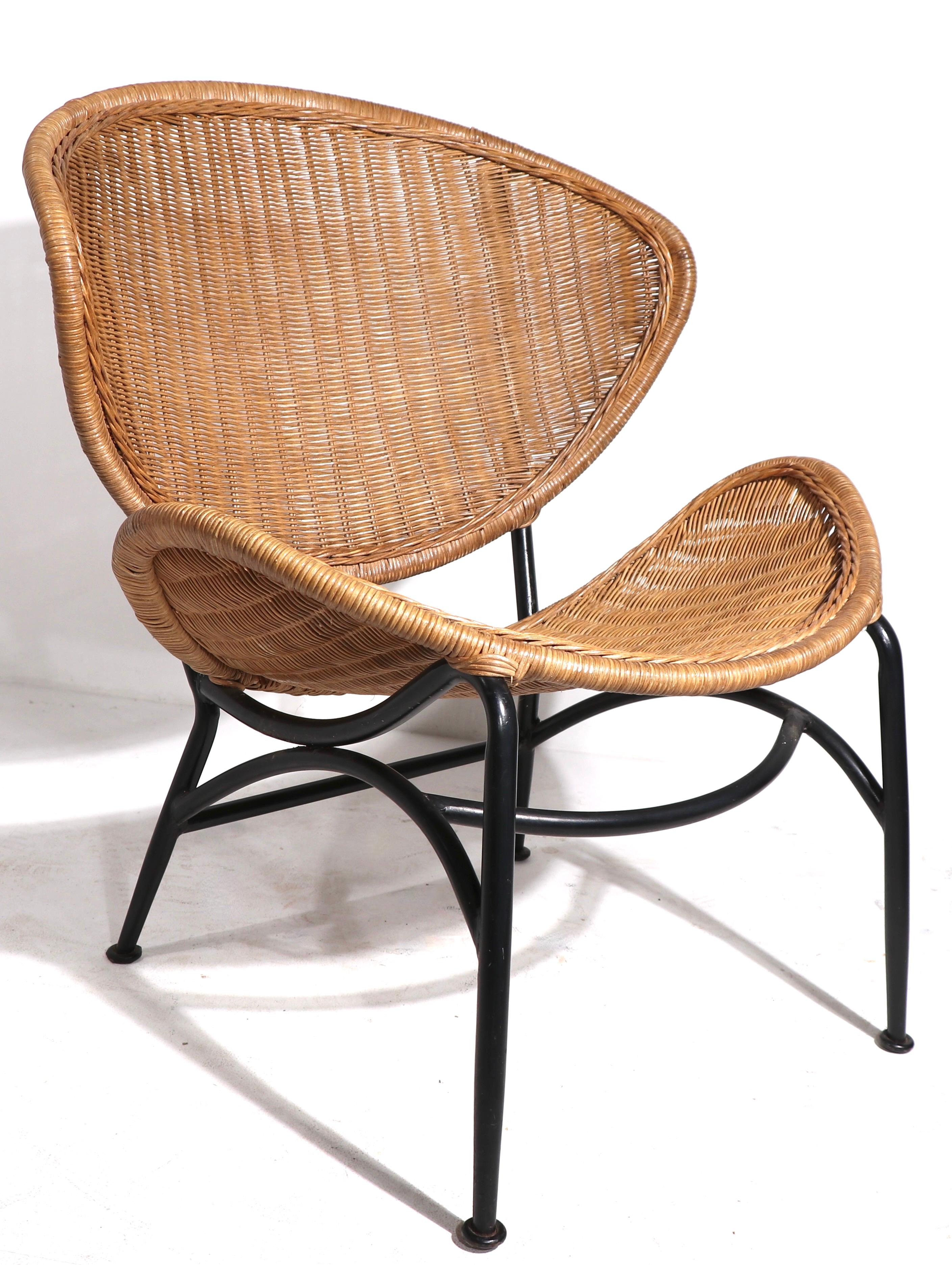 Mid Century Wicker Lounge Chair After Umanoff In Good Condition In New York, NY