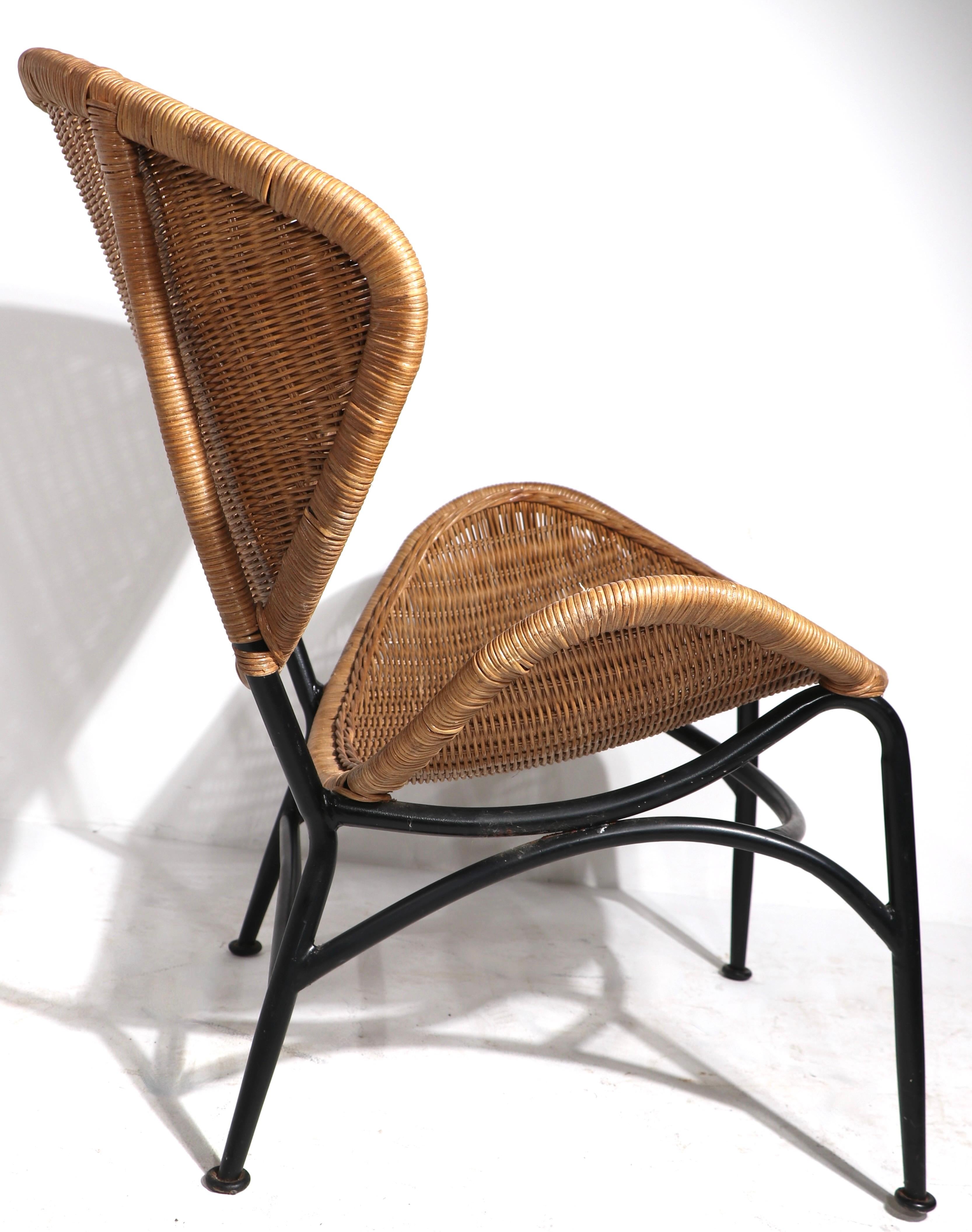 20th Century Mid Century Wicker Lounge Chair After Umanoff