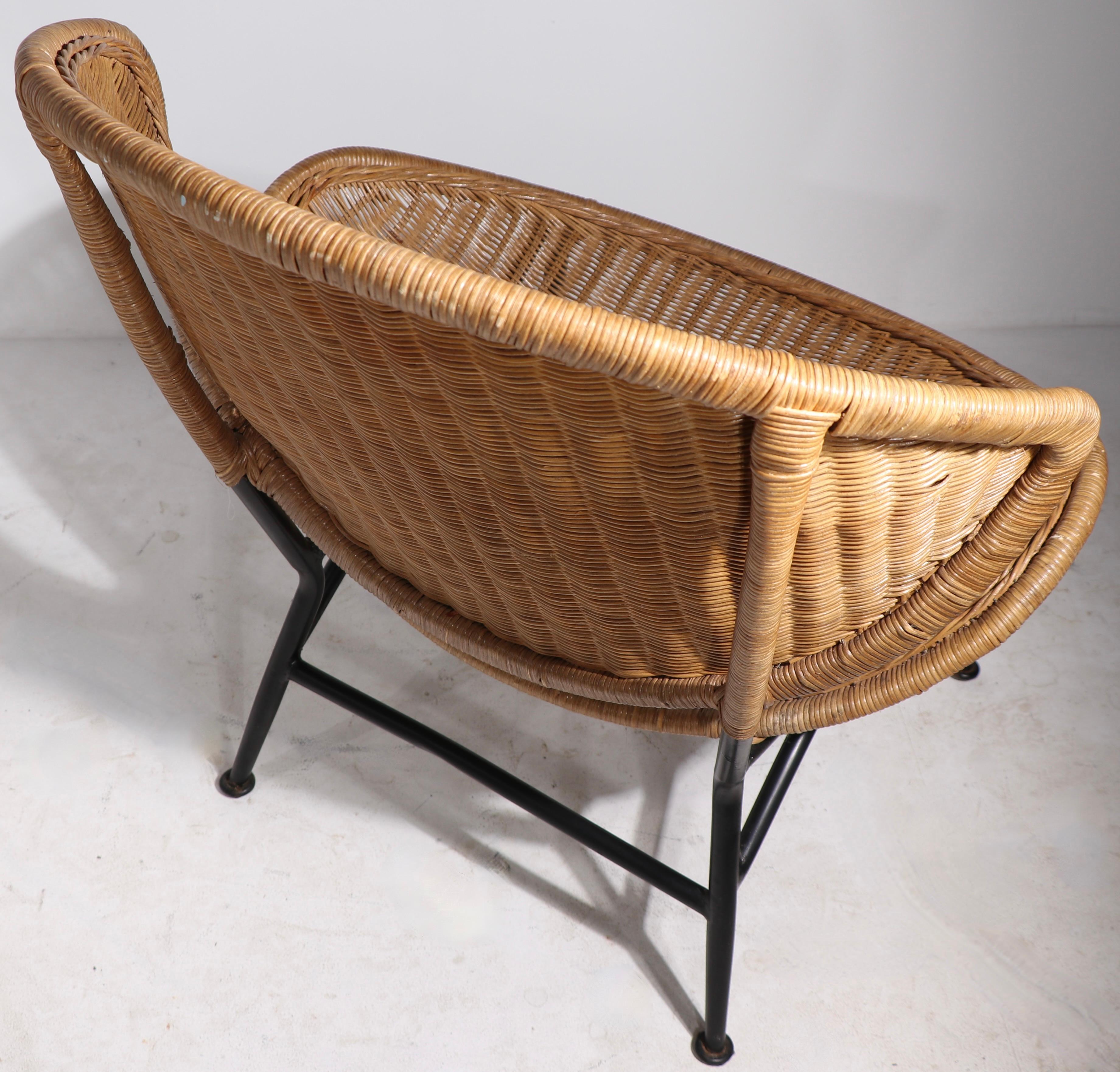 Metal Mid Century Wicker Lounge Chair After Umanoff