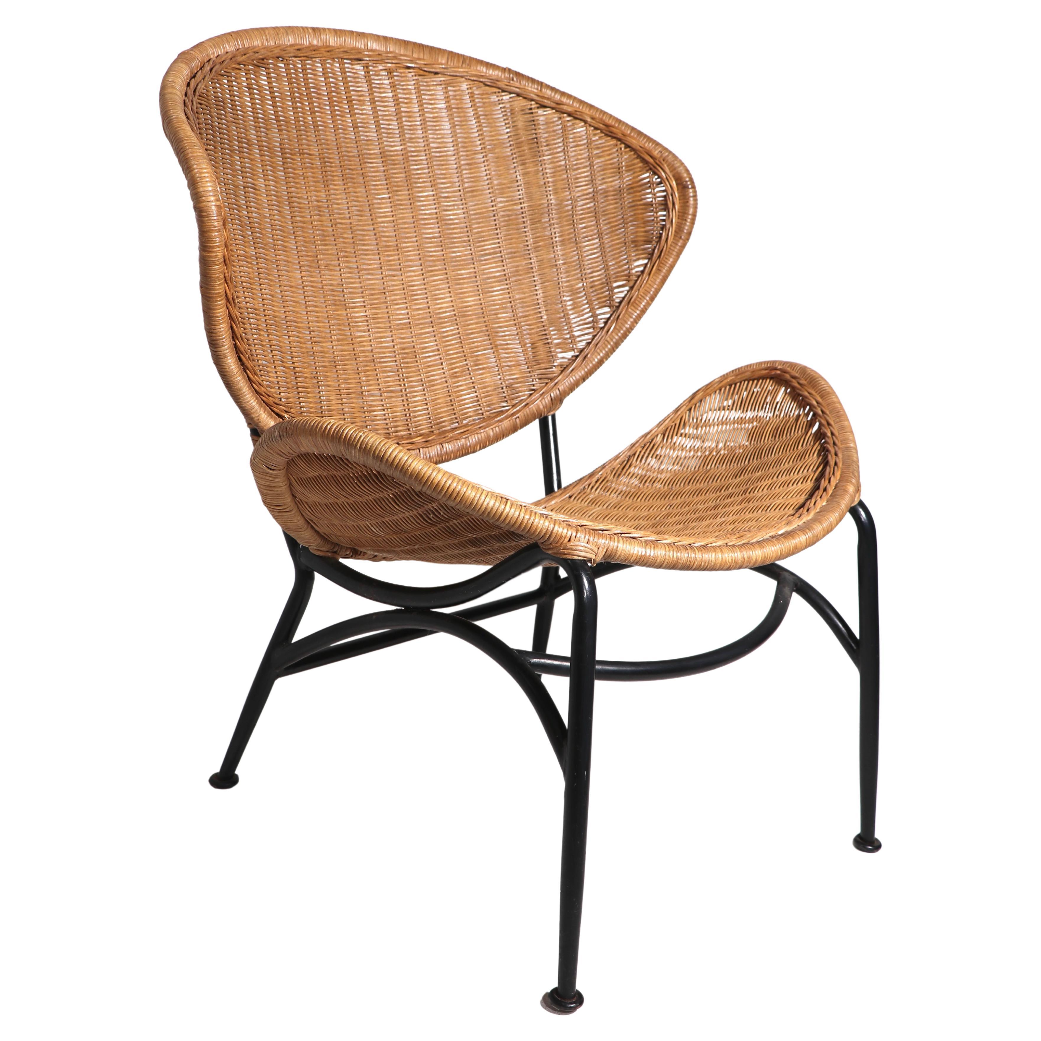 Mid Century Wicker Lounge Chair After Umanoff
