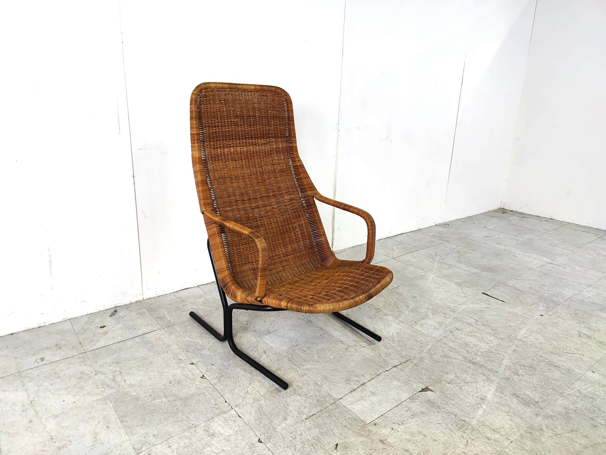 Dutch Mid-Century Wicker lounge chair by Dirk Van Sliedrecht, 1960's, Netherlands For Sale