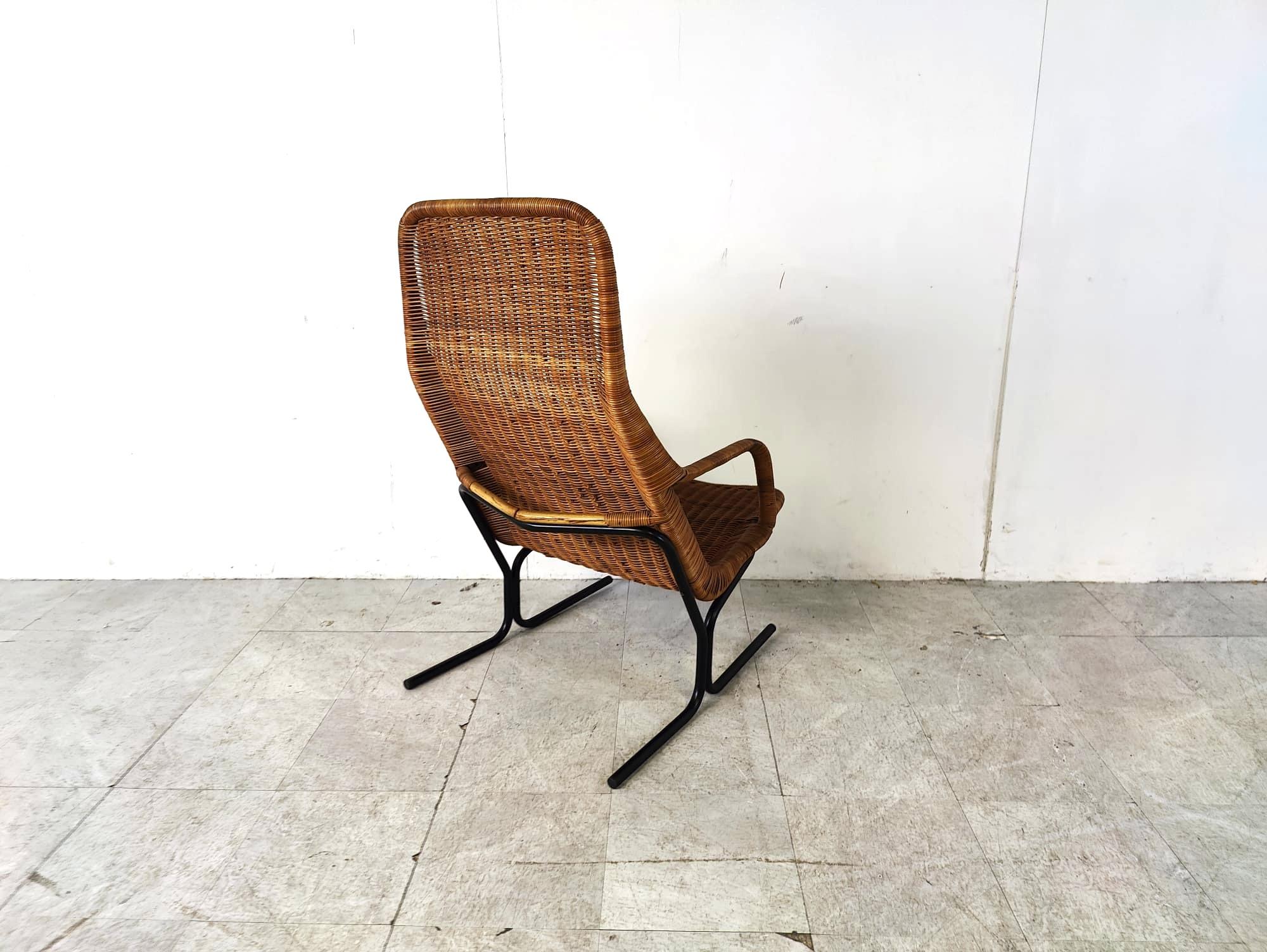Mid-Century Wicker lounge chair by Dirk Van Sliedrecht, 1960's, Netherlands For Sale 2
