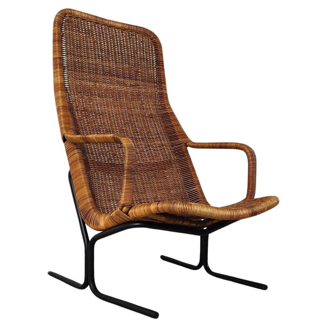 Mid-Century Wicker lounge chair by Dirk Van Sliedrecht, 1960's, Netherlands For Sale