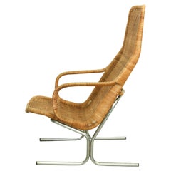 Retro Mid Century Wicker Lounge Chair by Dirk van Sliedregt for Jonker Brothers, 1960s