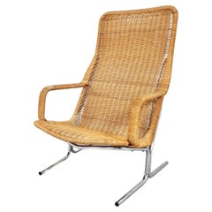 Mid-Century Wicker Lounge Chair by Dirk Vansliedrecht, 1960's