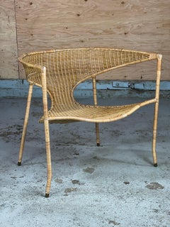 Mid Century Wicker Lounge Chair California Modern by Francis Mair