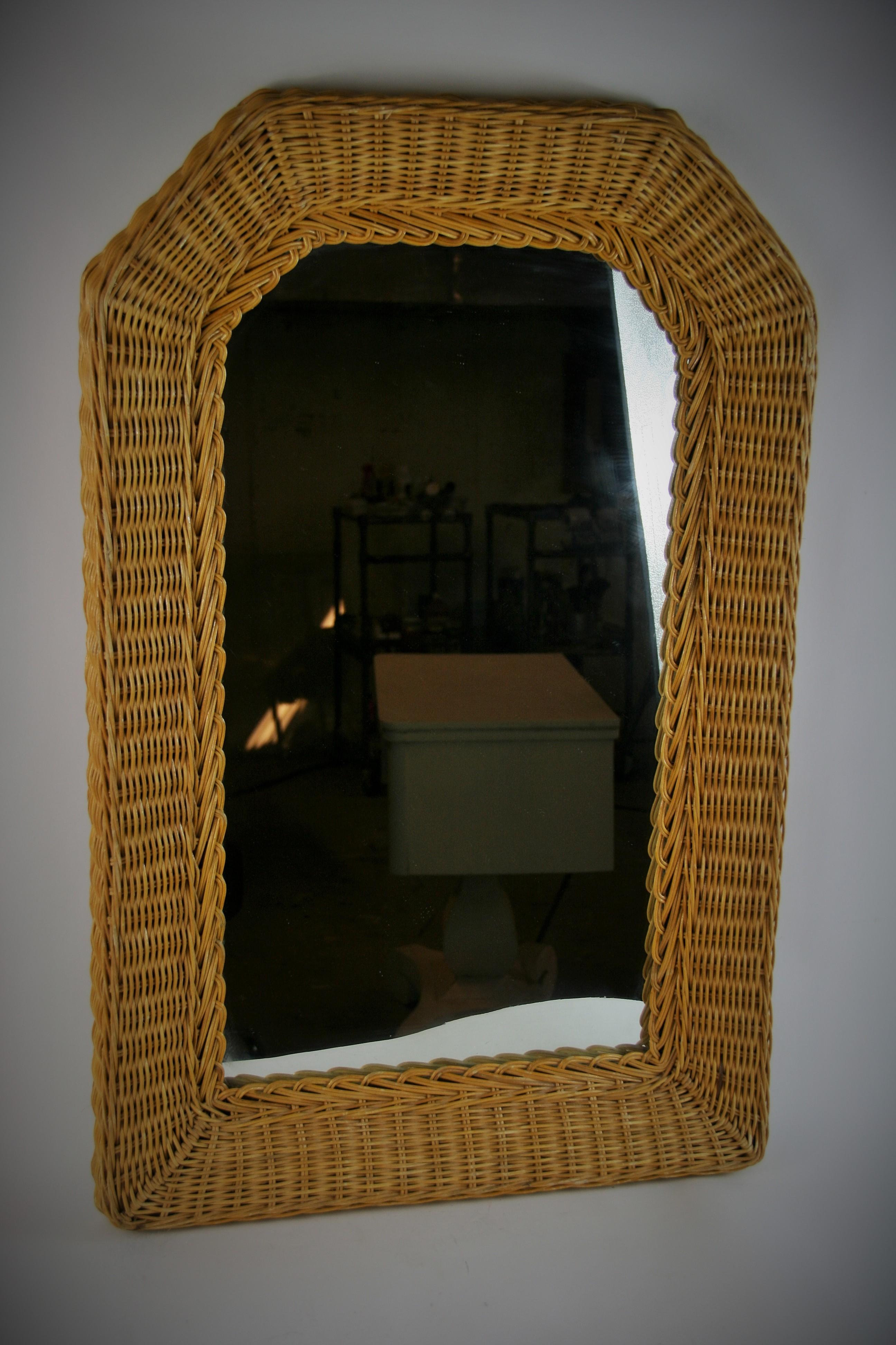 8-274 handmade midcentury arch top mirror.