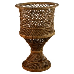 Mid-Century Wicker Plant Stand