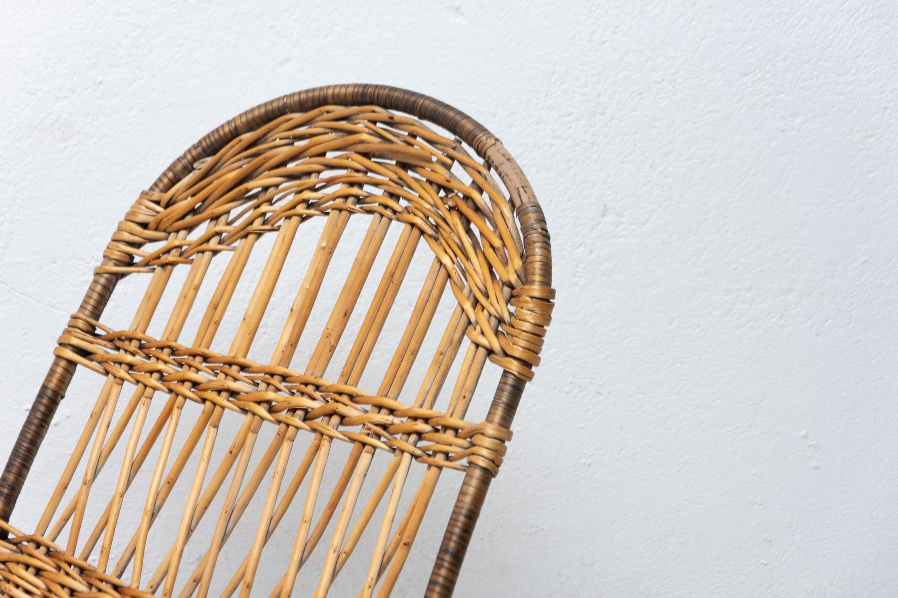 20th Century Mid-Century Wicker Rocking Chair, Czechoslovakia, 1960's For Sale