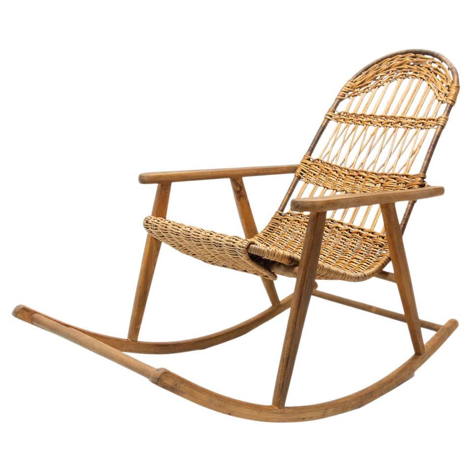 Vintage Wicker Rocking Chair at 1stDibs