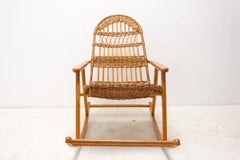 Mid-Century Wicker Rocking Chair, Czechoslovakia, 1970's