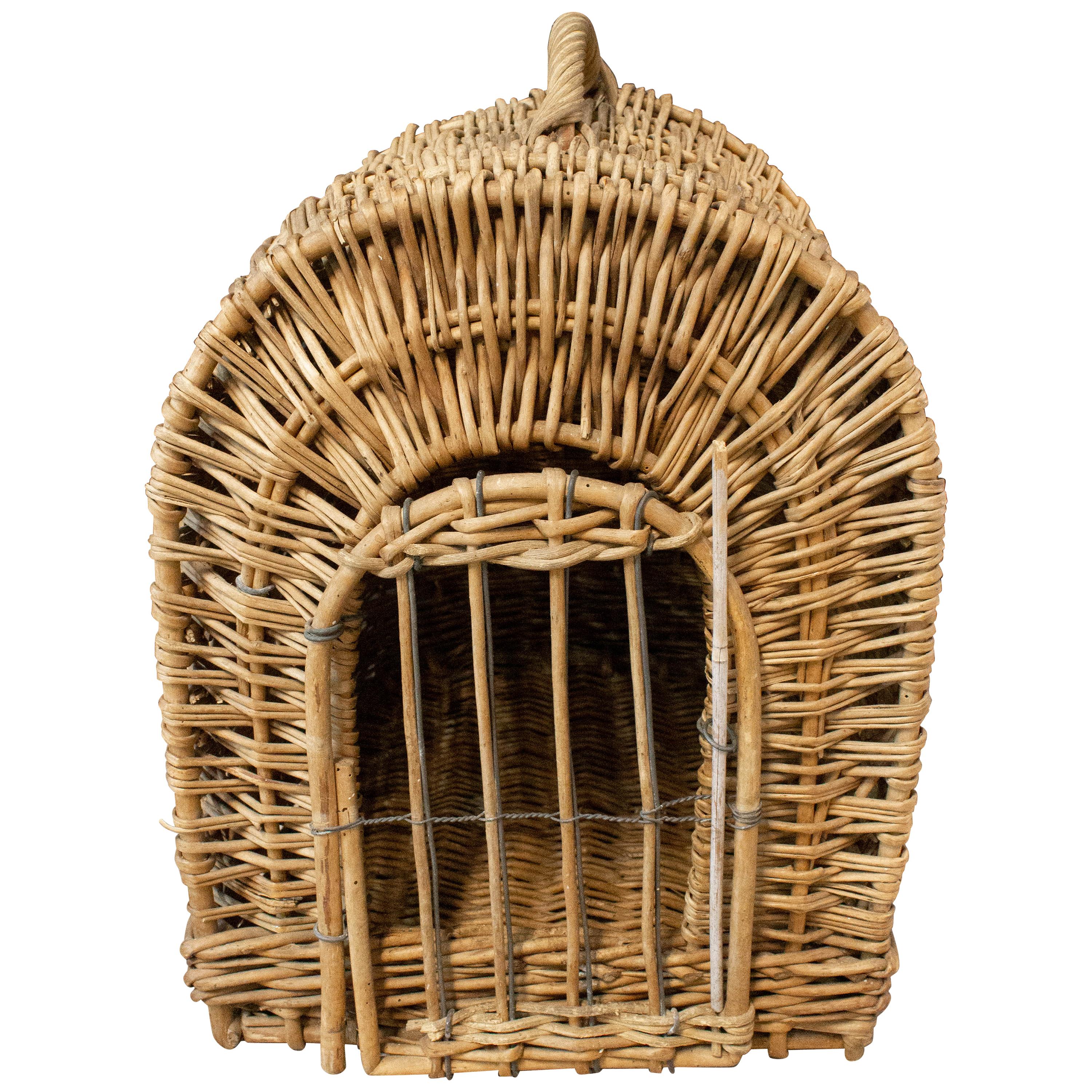 Mid-century Wicker Transport Basket Cat or Dog France