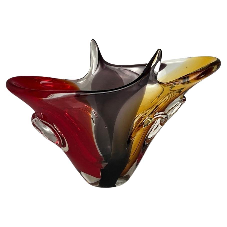 Mid Century  Wide-Mouth Murano Glass Vase For Sale