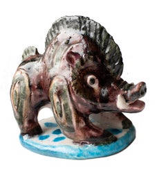 Mid-Century Wild Boar Sculpture by Guido Gambone