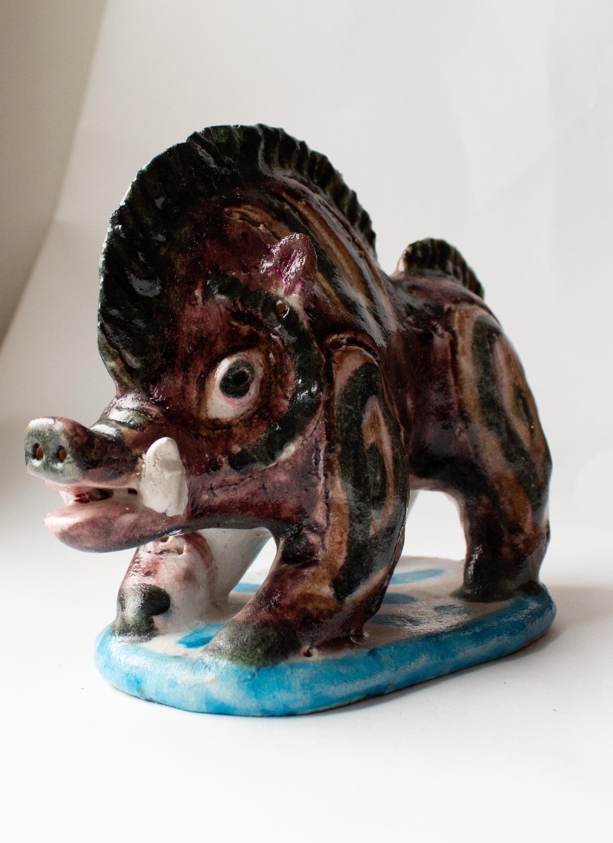 Mid-Century Modern Mid-Century Wild Boar Sculpture by Guido Gambone For Sale