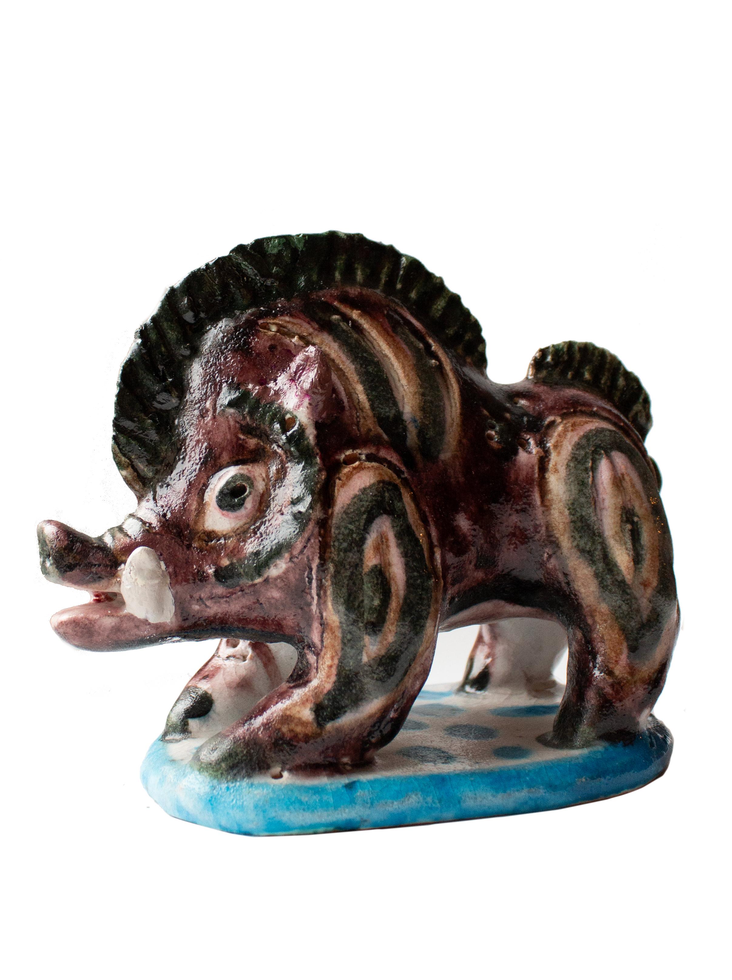 Italian Mid-Century Wild Boar Sculpture by Guido Gambone For Sale