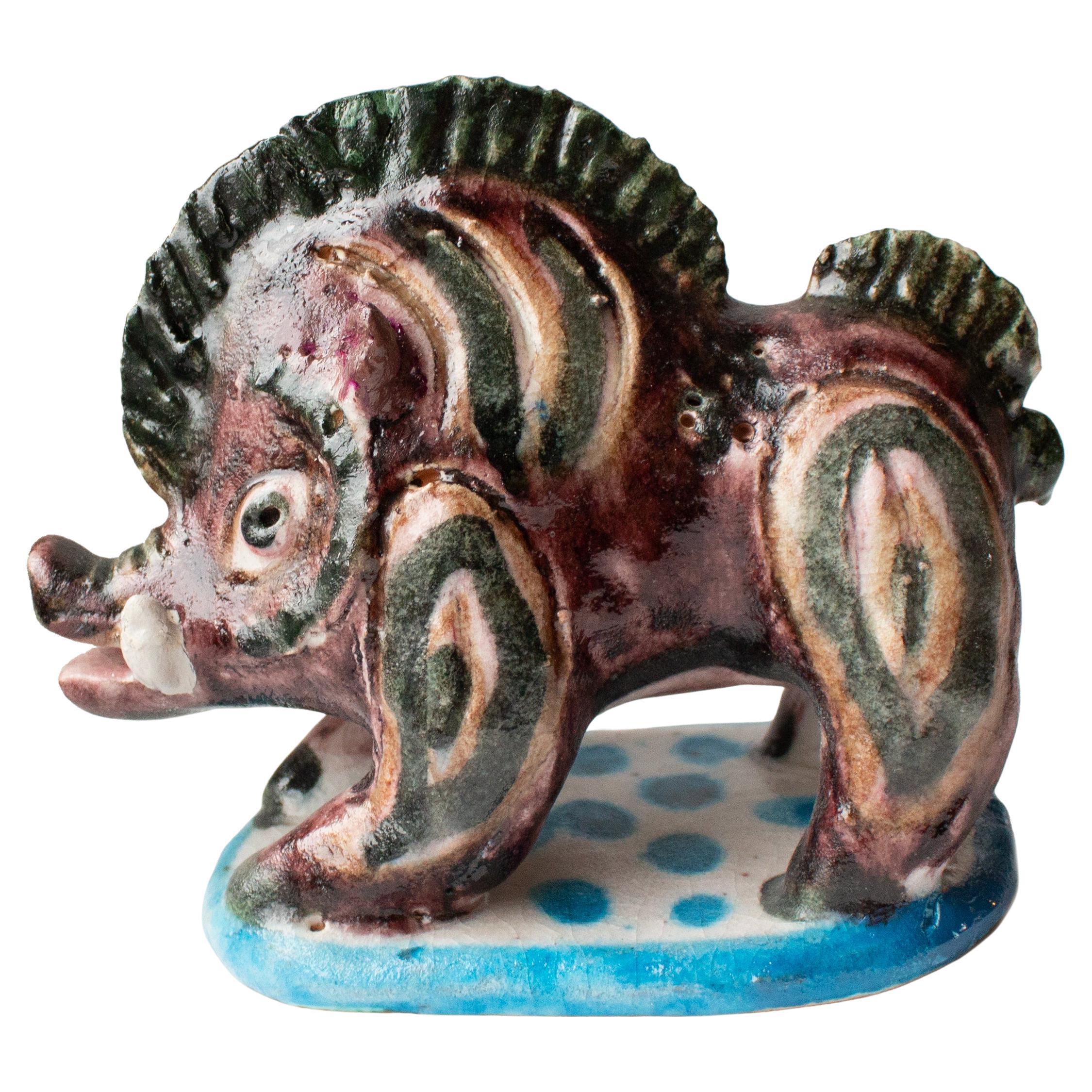 Mid-Century Wild Boar Sculpture by Guido Gambone