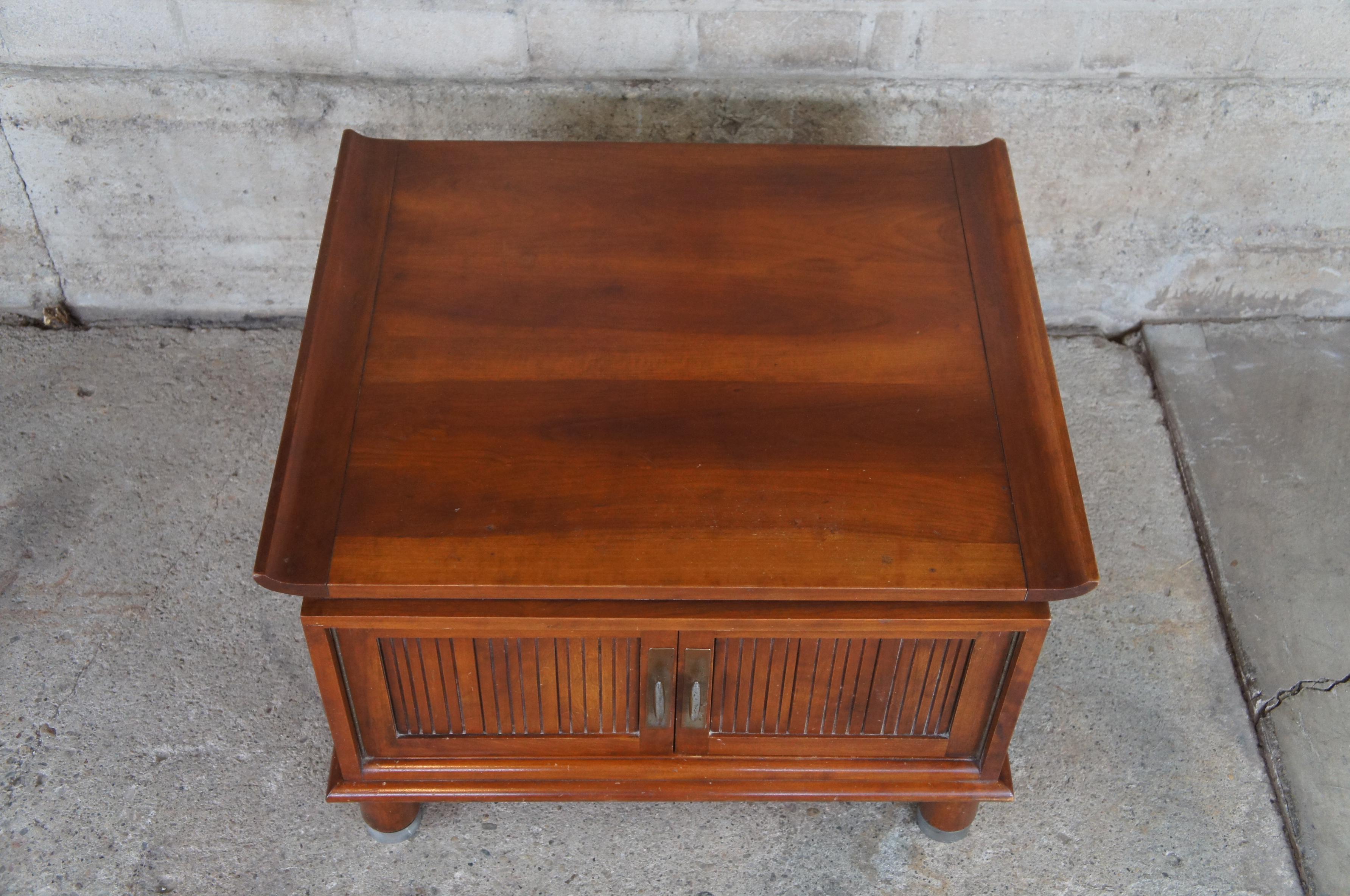 20th Century Mid Century Willett Solid Cherry Side End Table TV Console Cabinet Ming Asian