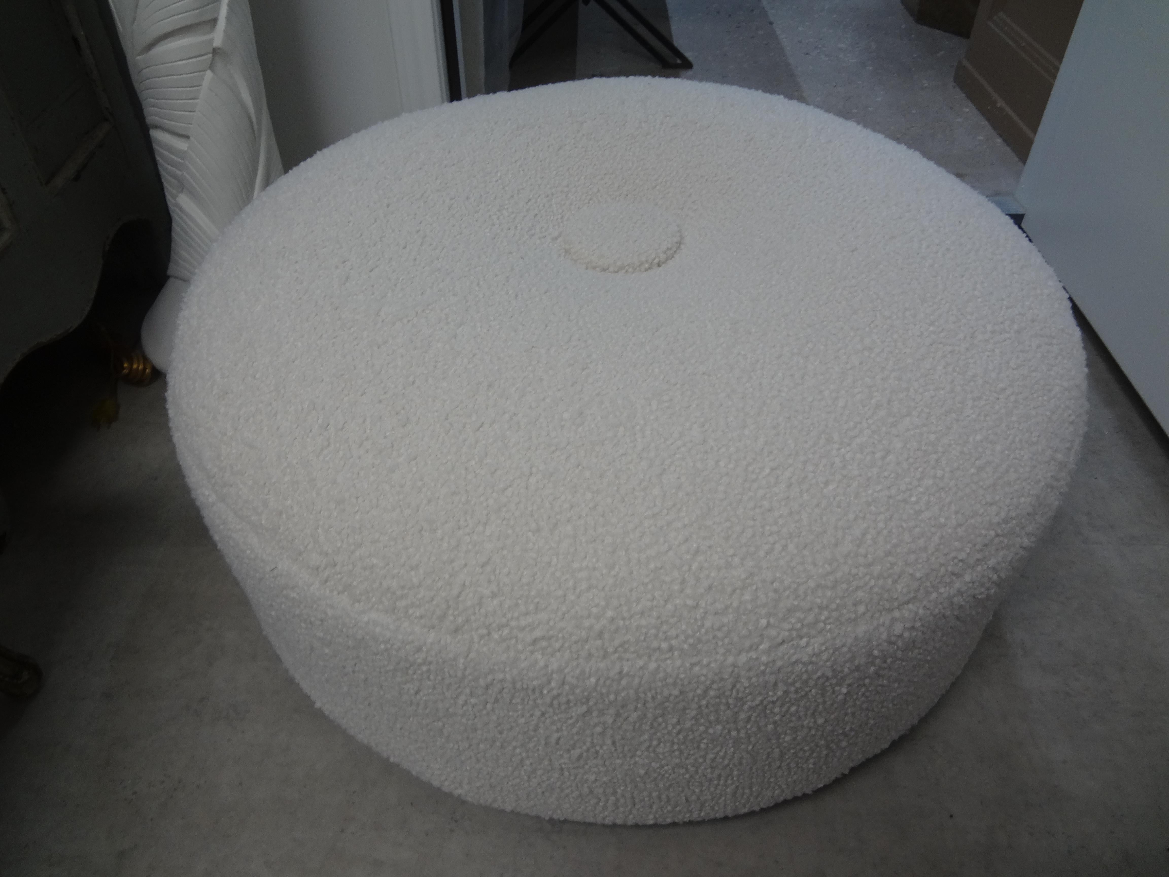 Bouclé Midcentury Ottoman Pouf in the Style of William 