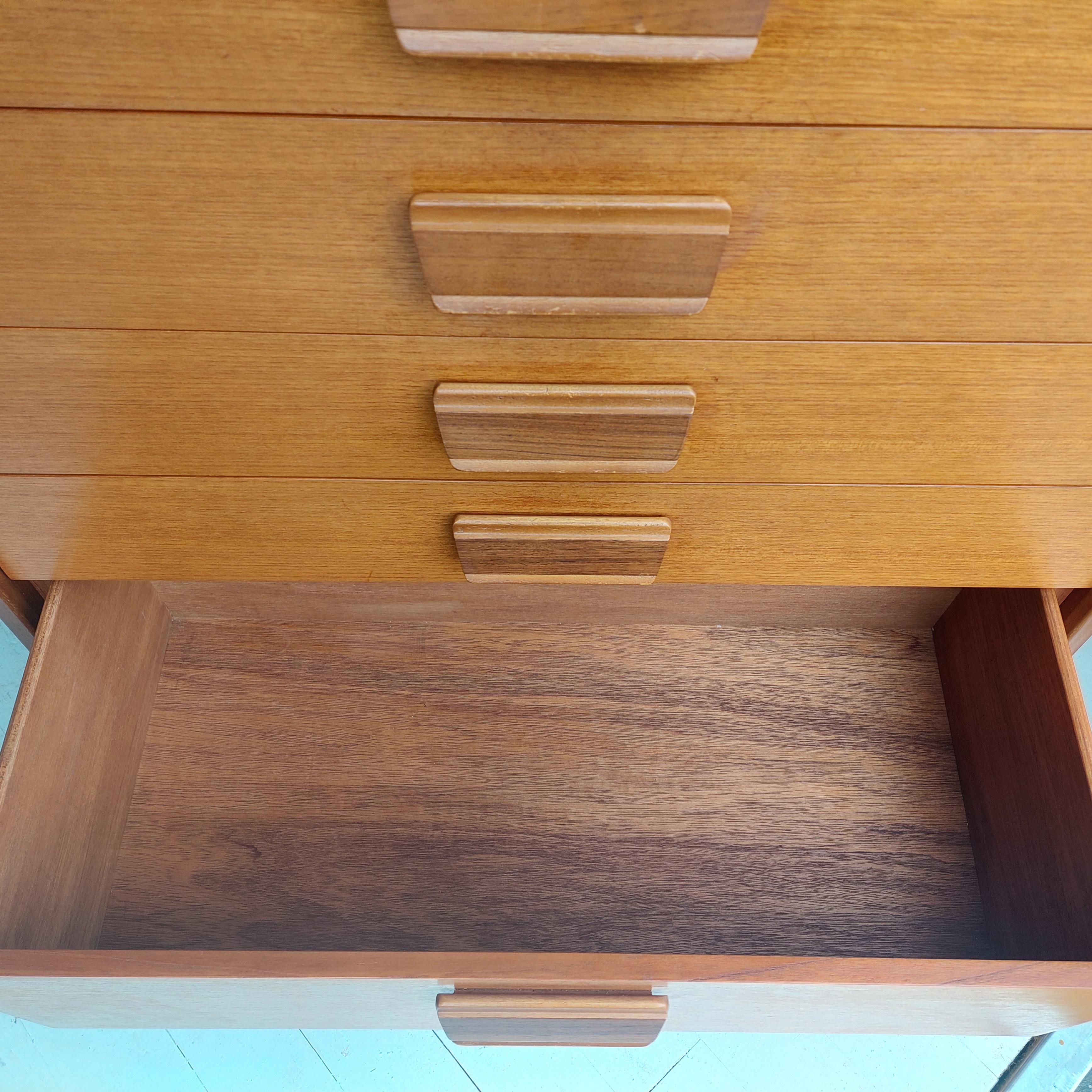 Mid century William Lawrence teak chest of drawers tallboy set of 2, 60s 7