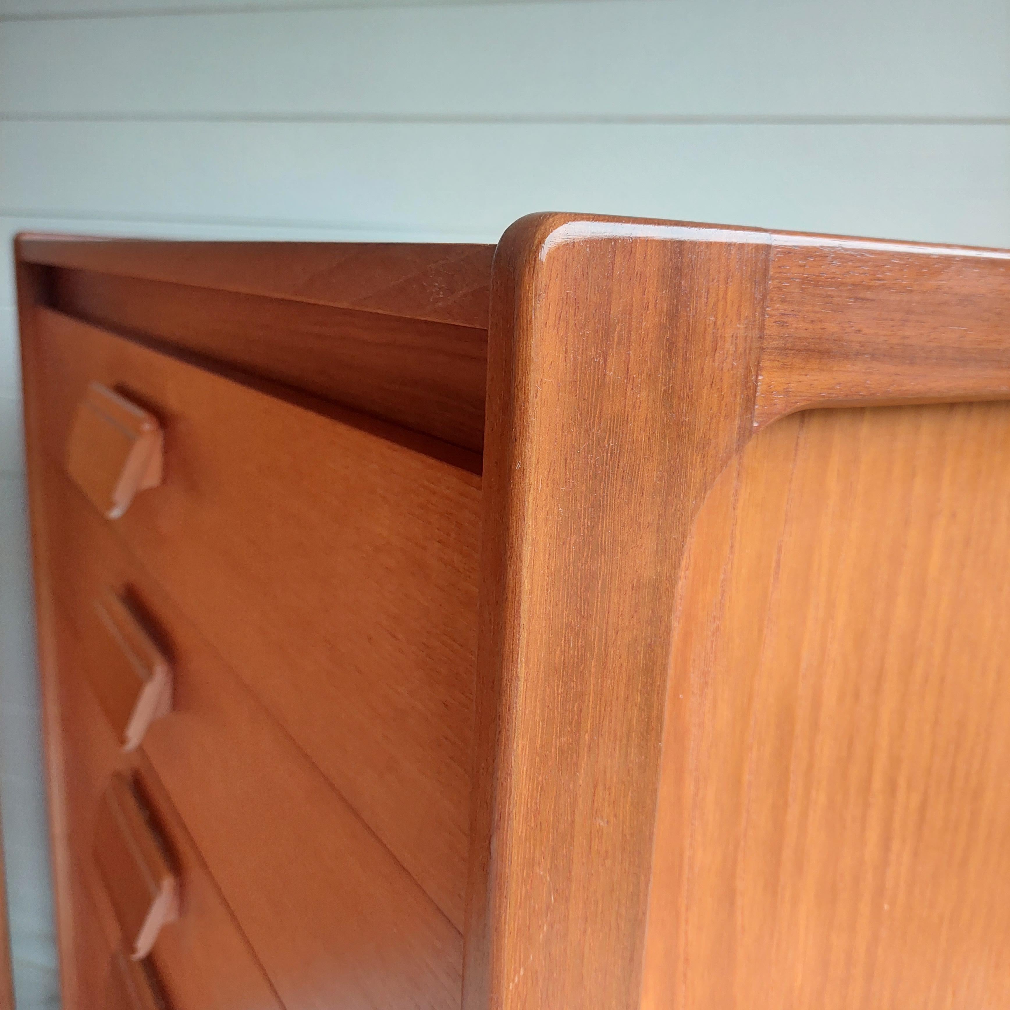 Mid century William Lawrence teak chest of drawers tallboy set of 2, 60s 9