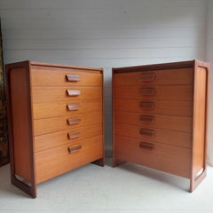 Commode haute William Lawrence en teck du milieu du siècle, lot de deux, années 60