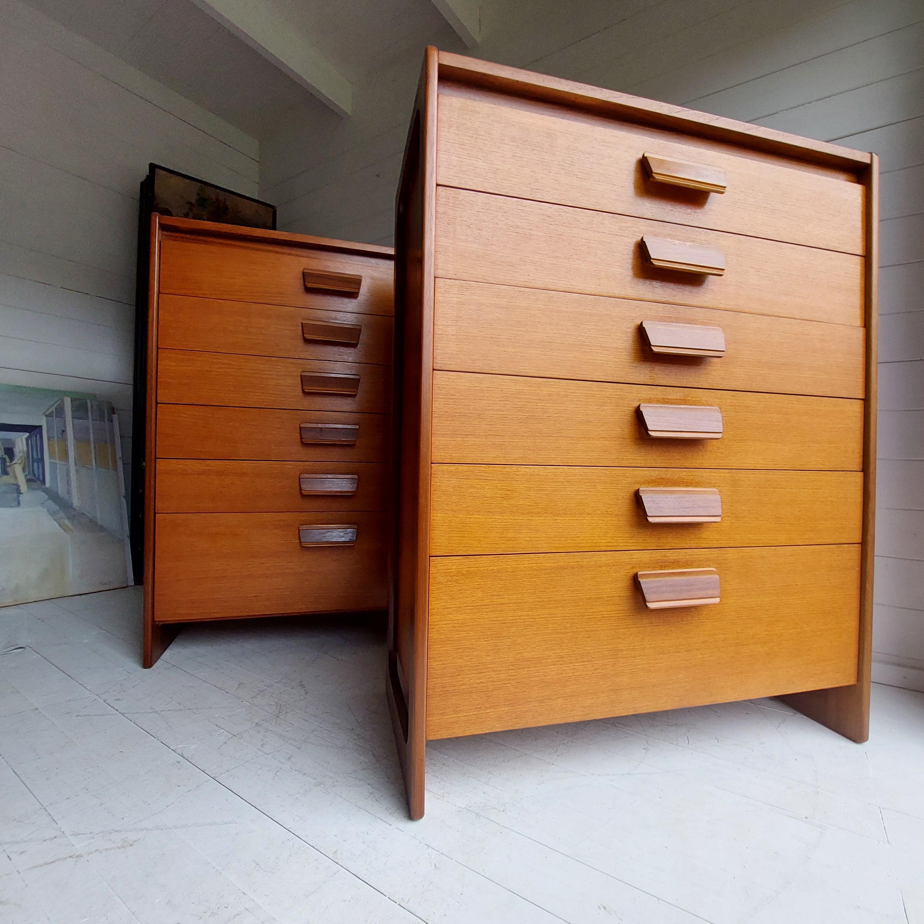 Mid-Century Modern Mid century William Lawrence teak chest of drawers tallboy set of 2, 60s