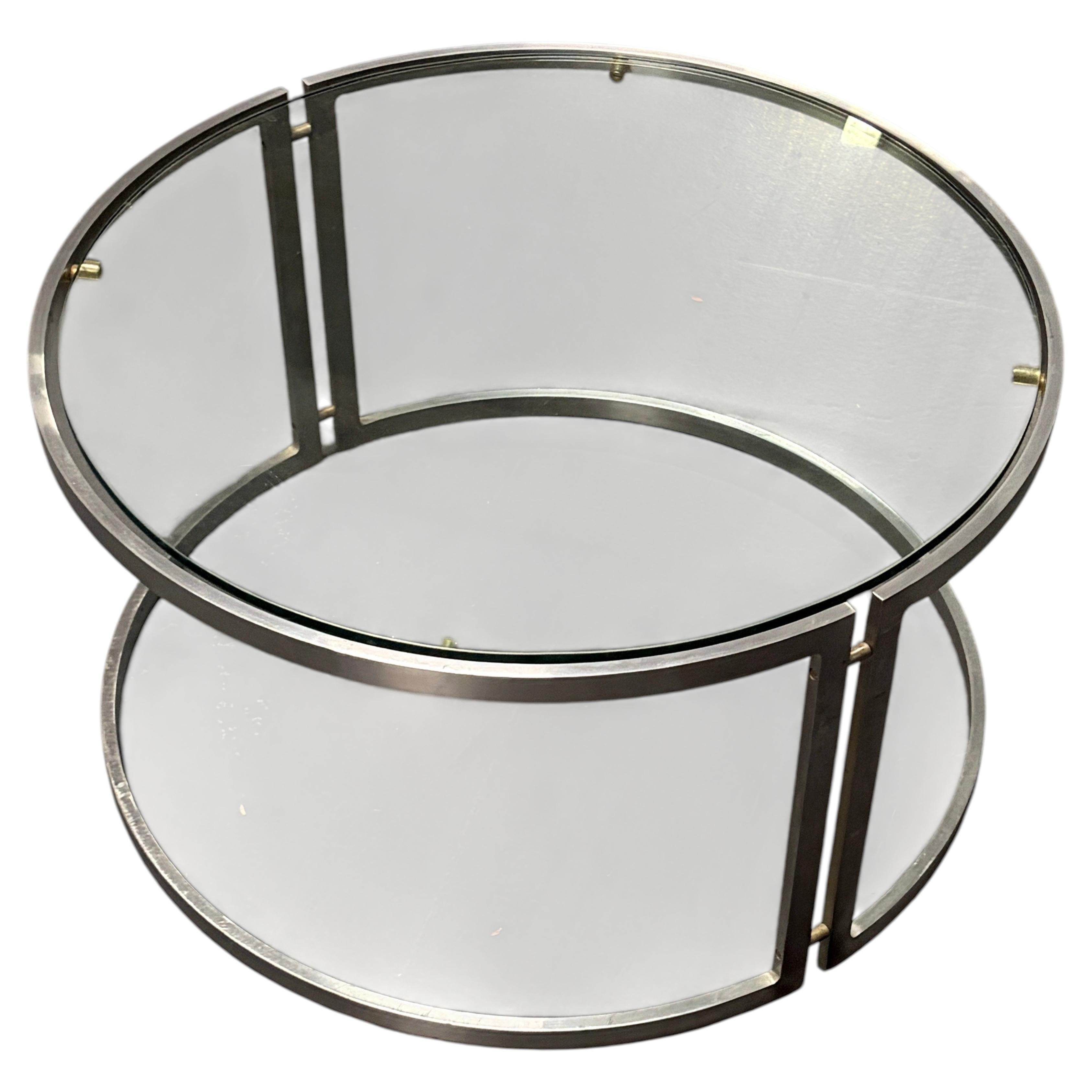 Mid Century William Plunkett Coulsdon Coffee Table, 1960s, Satin Steel, Glass