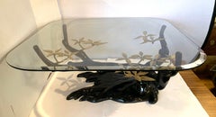 Midcentury Willy Daro Brass and Glass Bonsai Tree Form Cocktail Coffee Table