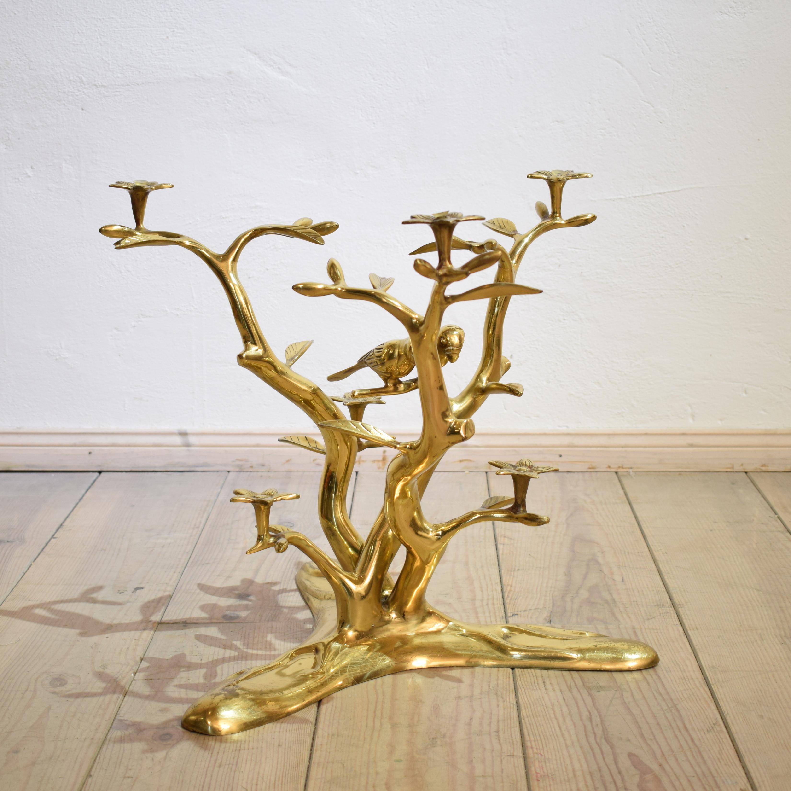 Mid-Century Modern Mid-Century Willy Daro Organic Brass Coffee Table with Birds