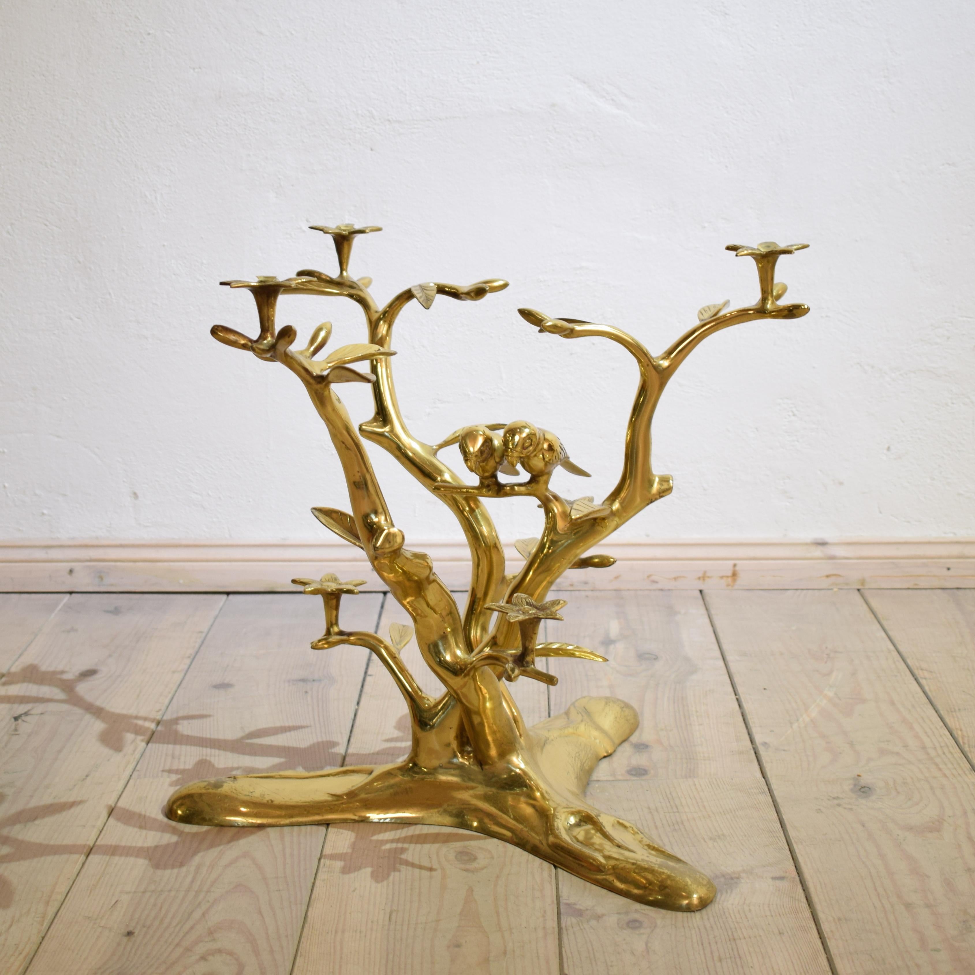 Belgian Mid-Century Willy Daro Organic Brass Coffee Table with Birds