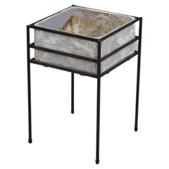 Mid-Century Willy Guhl Attributed Eternit Cement Planter with Black Metal Fame