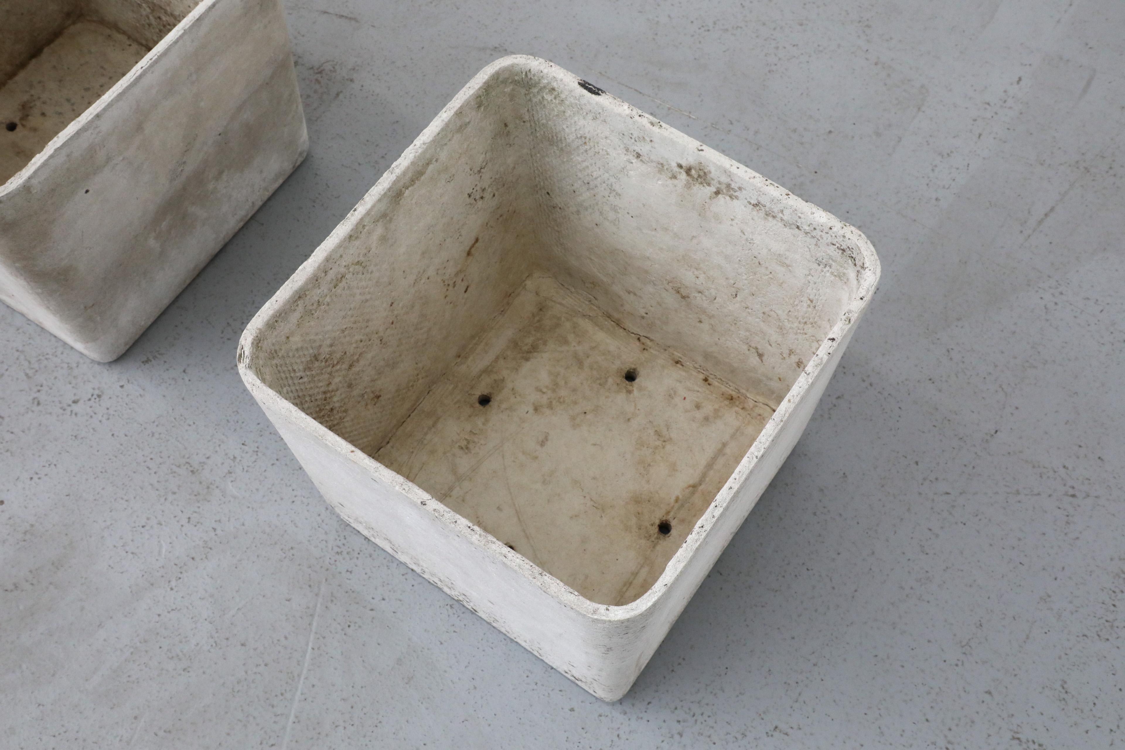 Mid-Century Willy Guhl Attributed Square Cement Planter 2