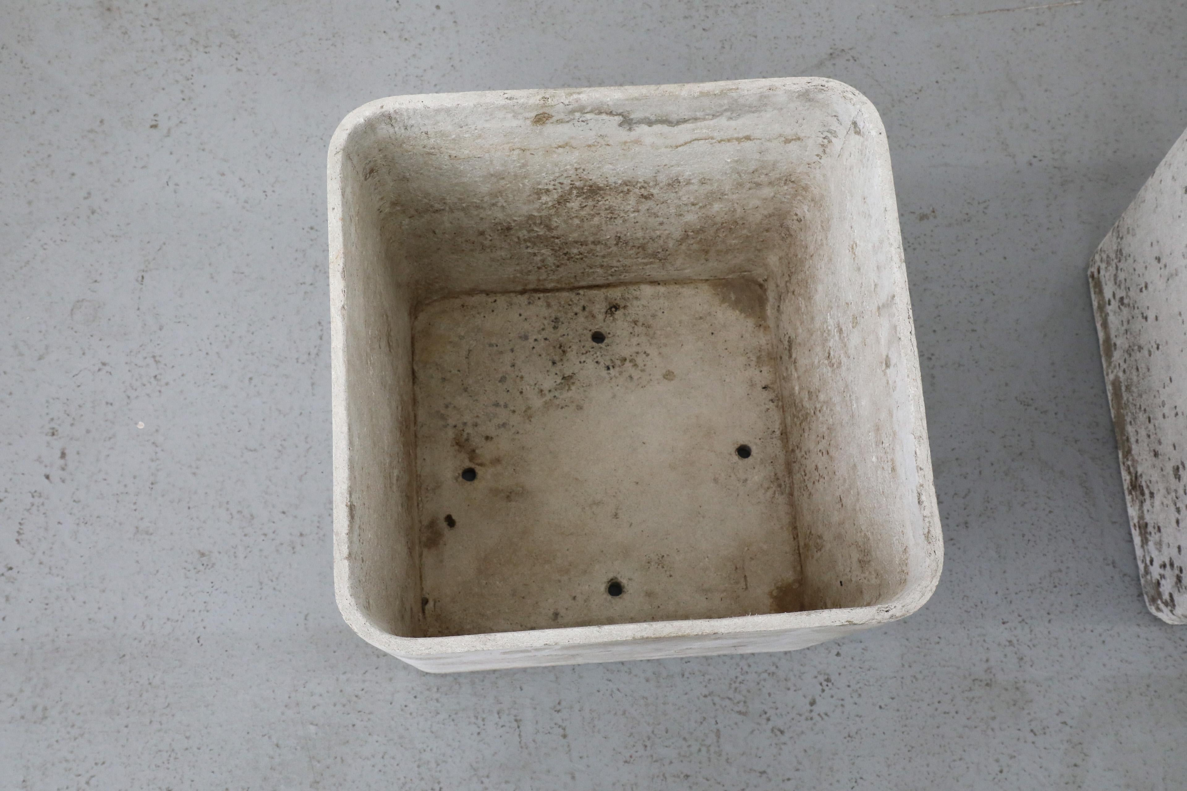 Mid-Century Willy Guhl Attributed Square Cement Planter 3