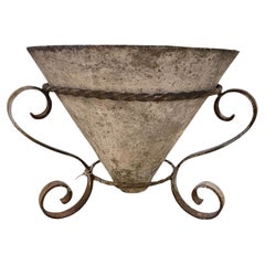 Mid-Century Willy Guhl Conical Jardiniere with Iron Stand